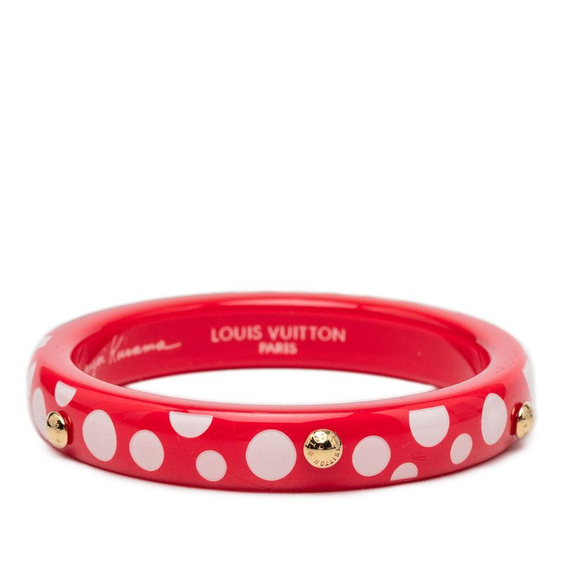 Louis Vuitton Yayoi Kusama LV Yk Bracelet Dot Infinity Bangle Red White Plastic