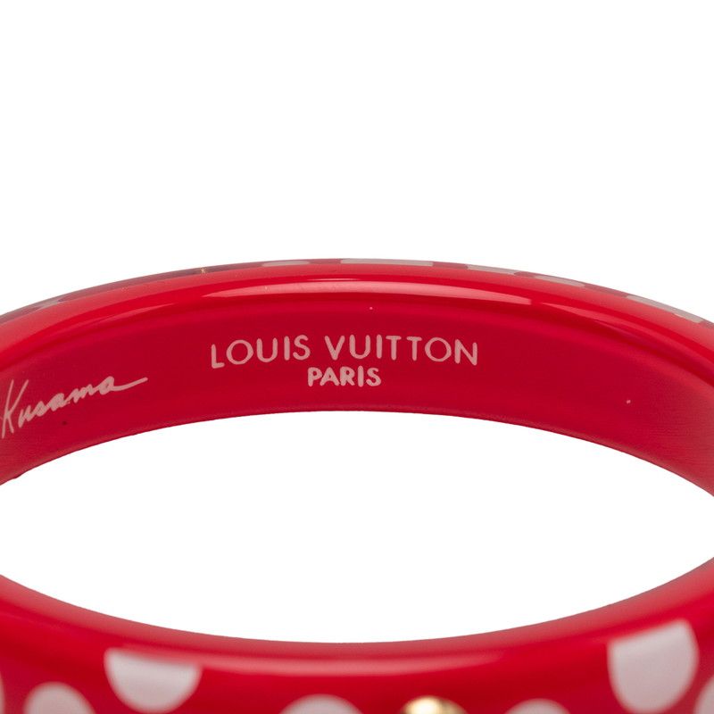 Louis Vuitton Yayoi Kusama LV Yk Bracelet Dot Infinity Bangle Red White Plastic — view 4