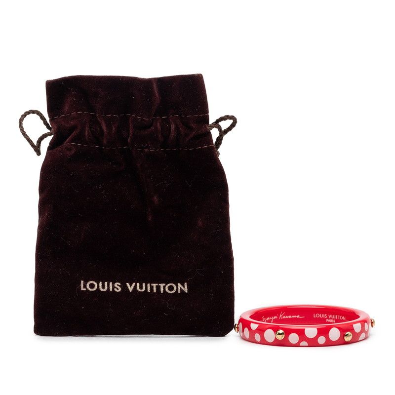 Louis Vuitton Yayoi Kusama LV Yk Bracelet Dot Infinity Bangle Red White Plastic — view 6