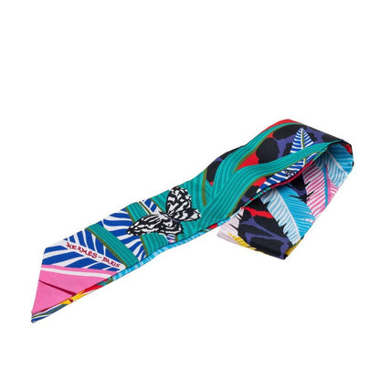 Hermes Twilly Jaguar Quetzal Scarf Multicolor Silk