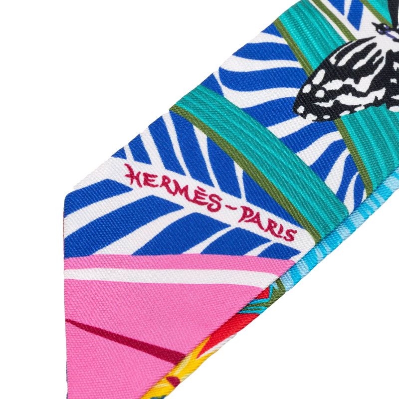 Hermes Twilly Jaguar Quetzal Scarf Multicolor Silk — view 2