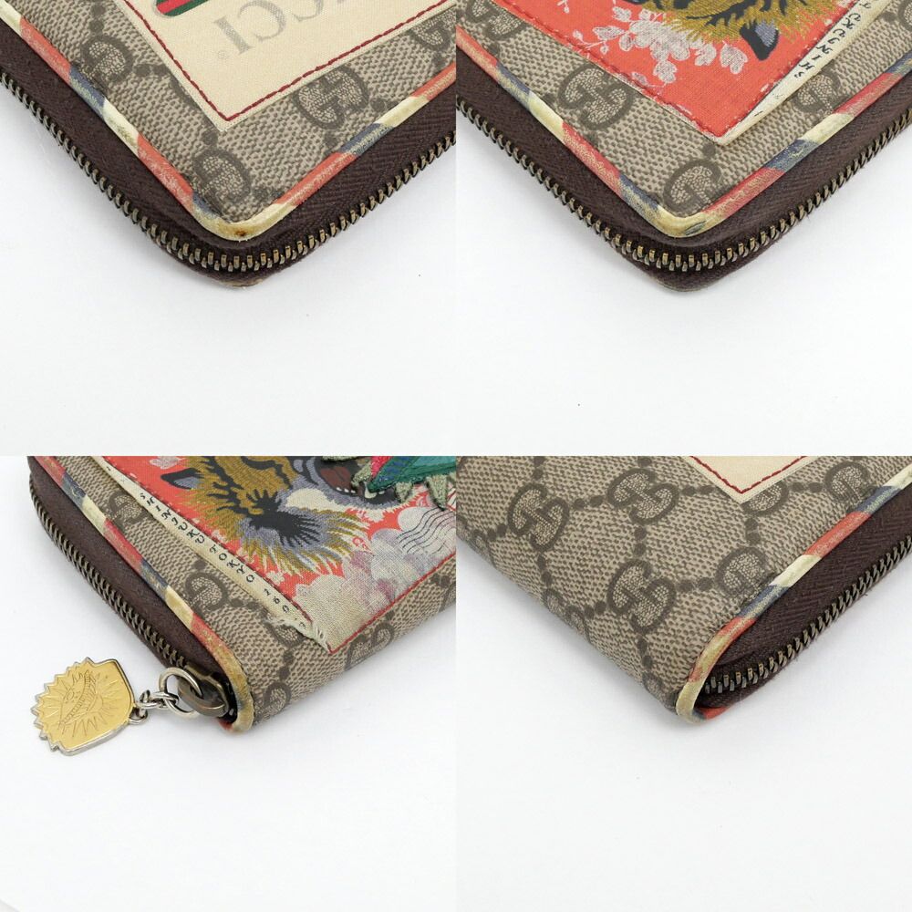 Gucci Courier Zip Around Wallet Beige Brown GG Supreme — view 5