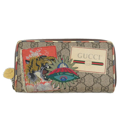 Gucci Courier Zip Around Wallet Beige Brown GG Supreme
