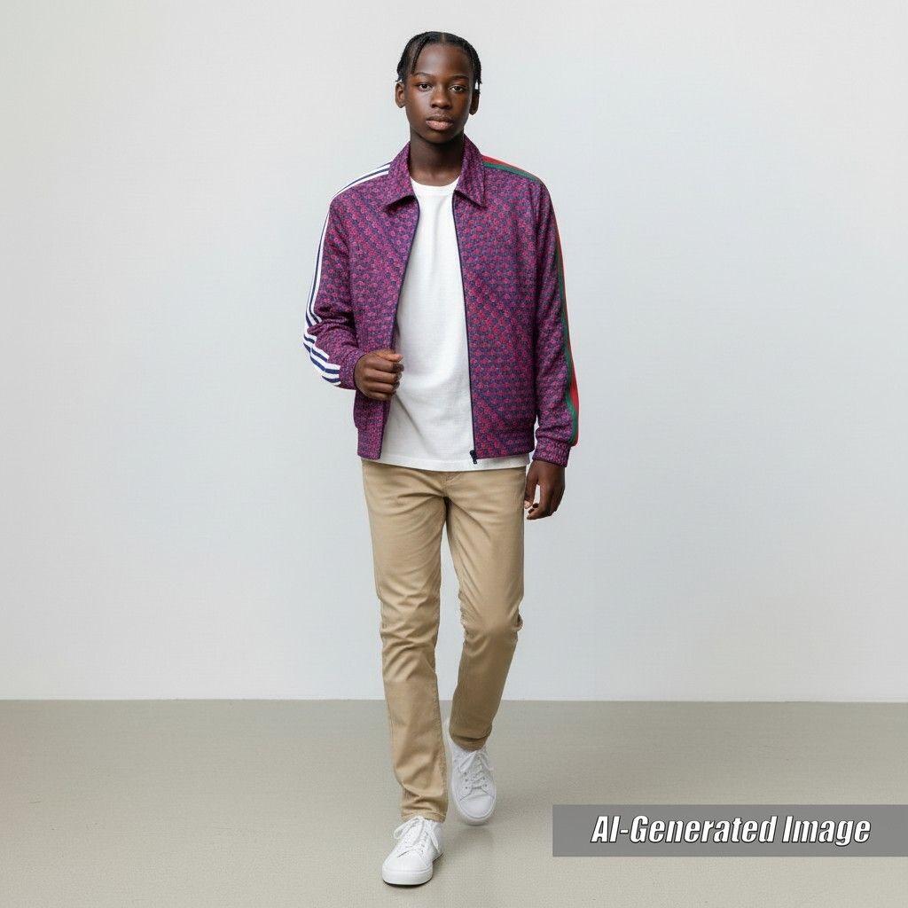 Gucci Adidas Double Trefoil Side Line Jersey Track Jacket Blue — view 2