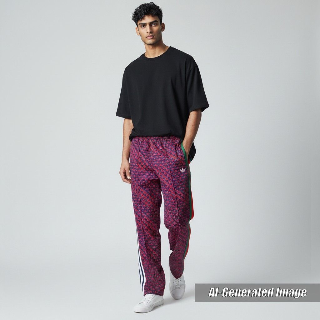 Gucci Adidas Double Trefoil Logo Web Line Track Pants Navy/red XS — view 2