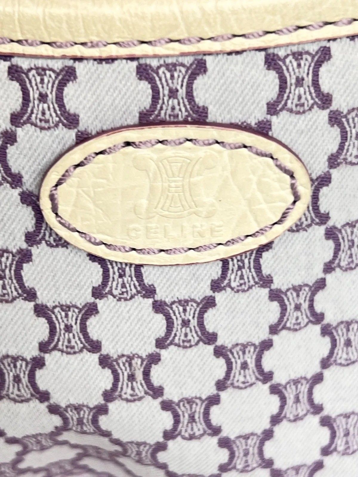 Celine Handbag Macadam Pattern Purple White — view 7
