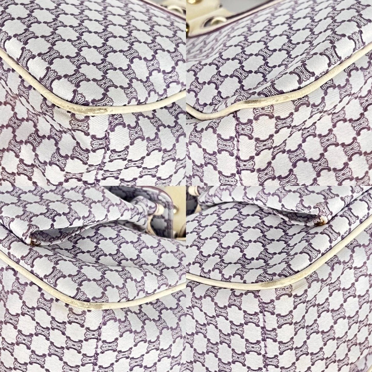 Celine Handbag Macadam Pattern Purple White — view 6