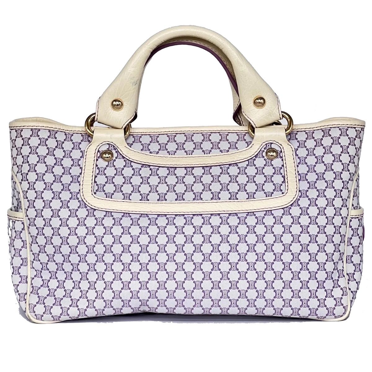Celine Handbag Macadam Pattern Purple White — view 2
