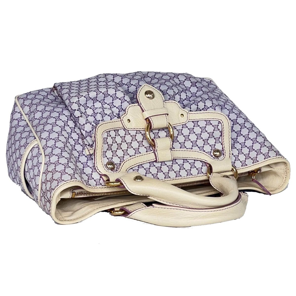 Celine Handbag Macadam Pattern Purple White — view 4