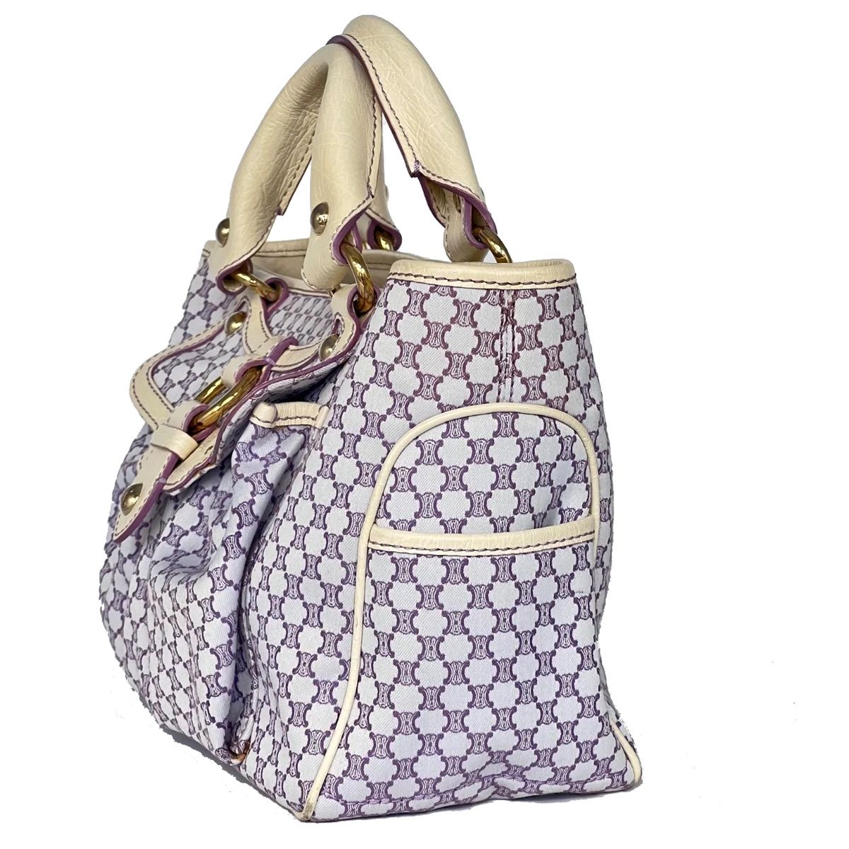 Celine Handbag Macadam Pattern Purple White — view 3