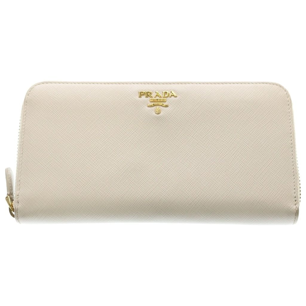 Prada Zip Around Wallet Leather White
