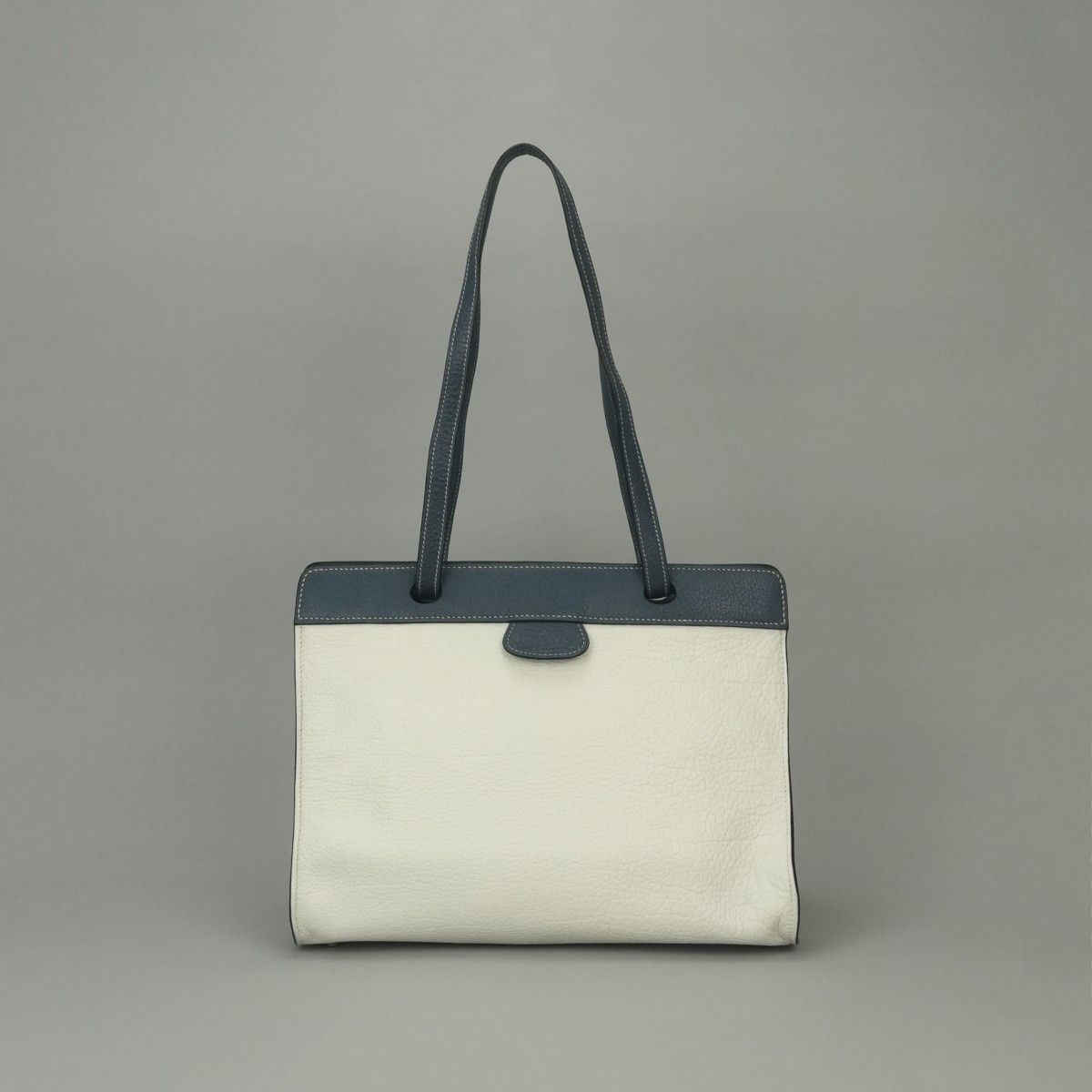 Hermes Tote Fjord White Navy Gray Gold Handbag Tricolor 2-Way — view 3
