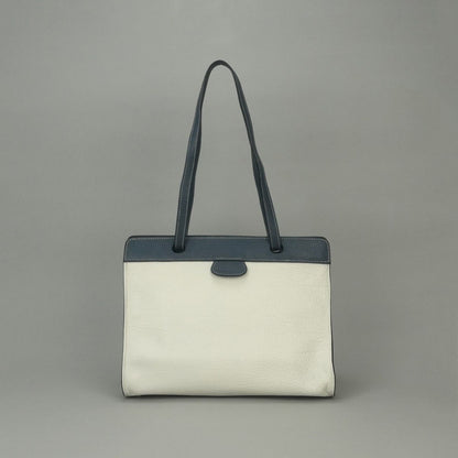 Hermes Tote Fjord White Navy Gray Gold Handbag Tricolor 2-Way — view 3