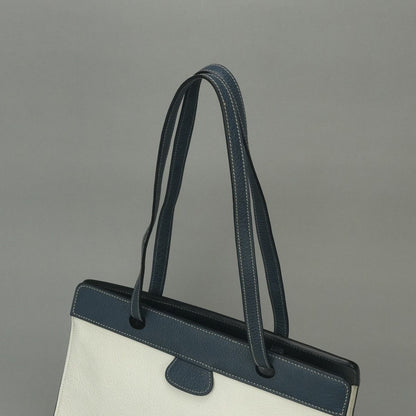 Hermes Tote Fjord White Navy Gray Gold Handbag Tricolor 2-Way — view 4