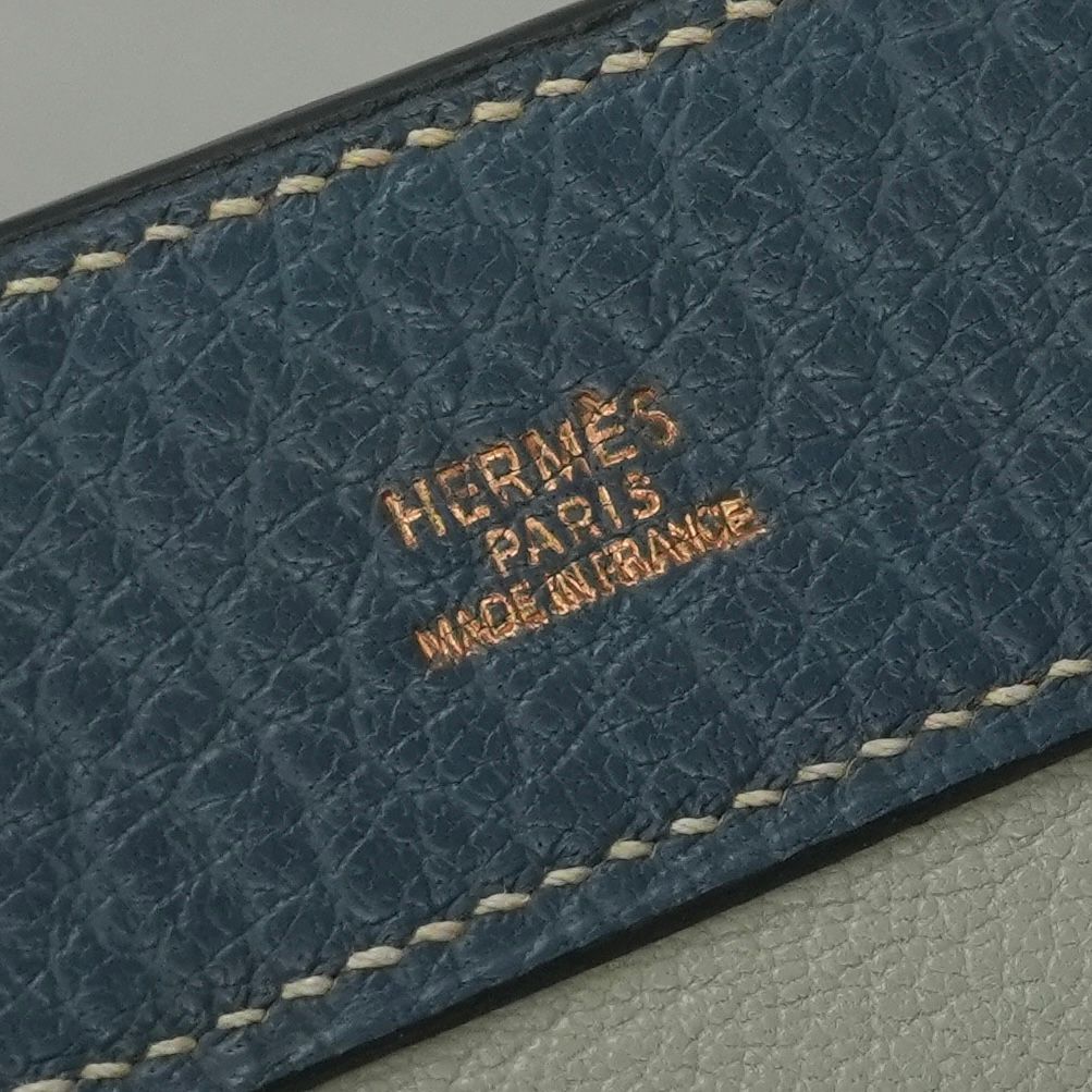 Hermes Tote Fjord White Navy Gray Gold Handbag Tricolor 2-Way — view 7