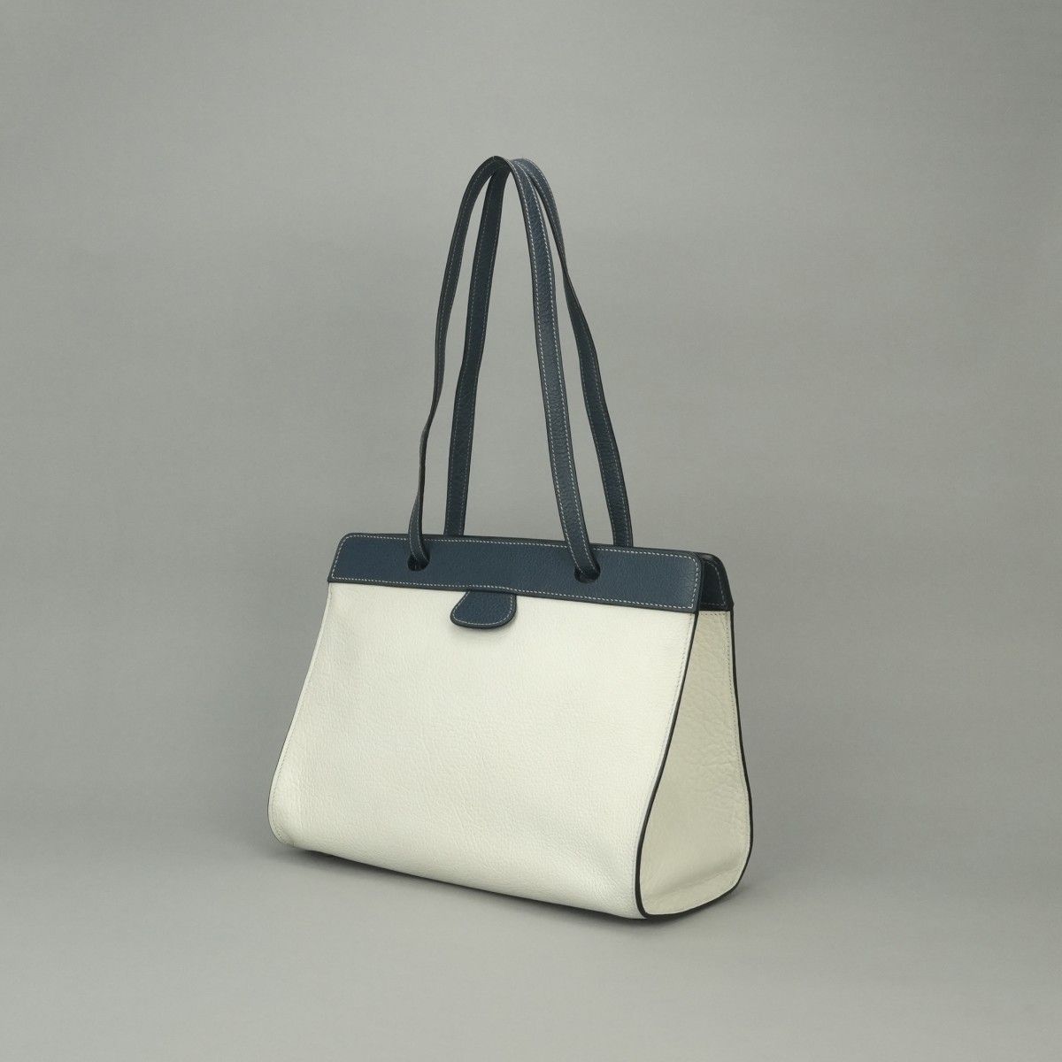 Hermes Tote Fjord White Navy Gray Gold Handbag Tricolor 2-Way — view 2