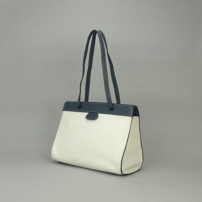 Hermes Tote Fjord White Navy Gray Gold Handbag Tricolor 2-Way — view 2