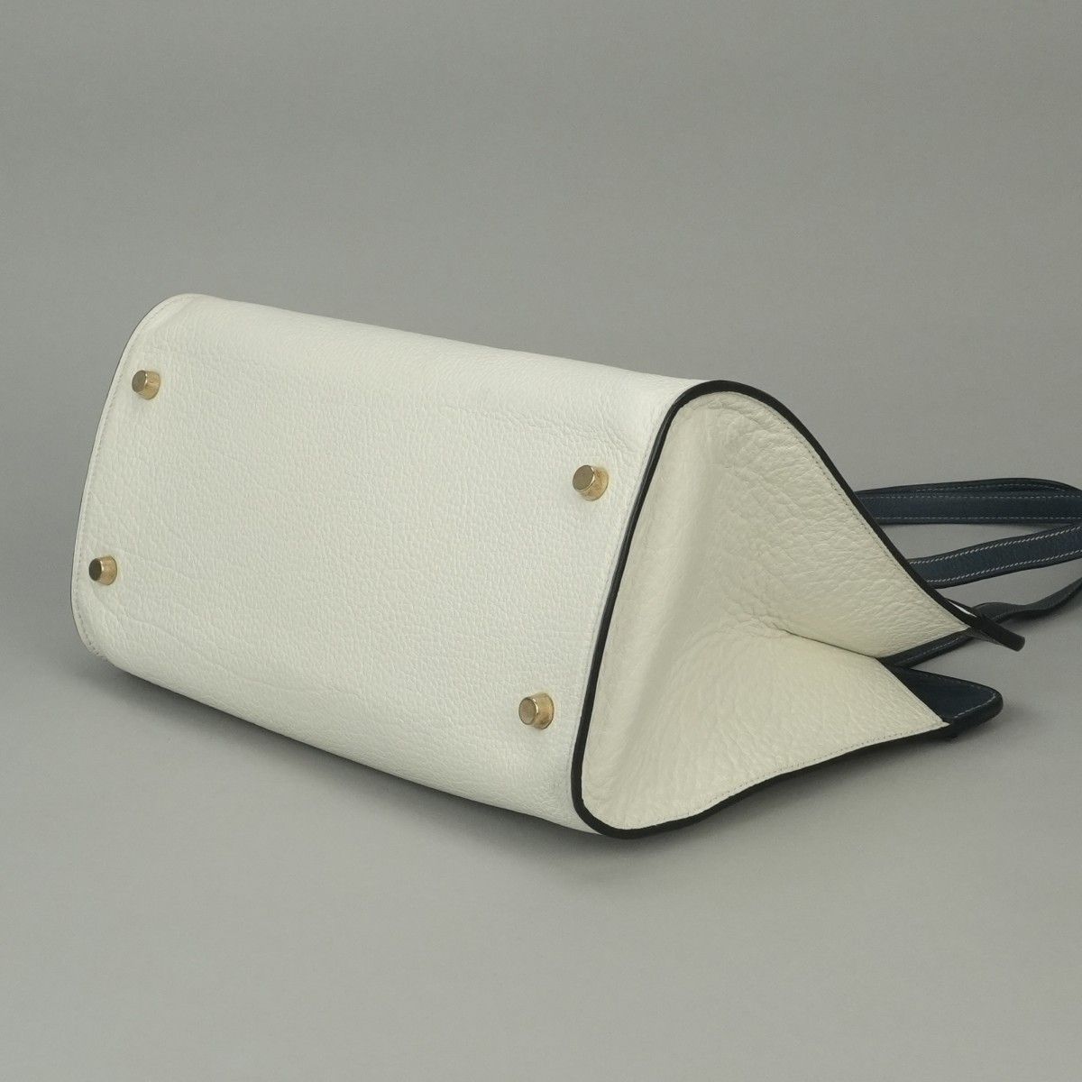 Hermes Tote Fjord White Navy Gray Gold Handbag Tricolor 2-Way — view 5