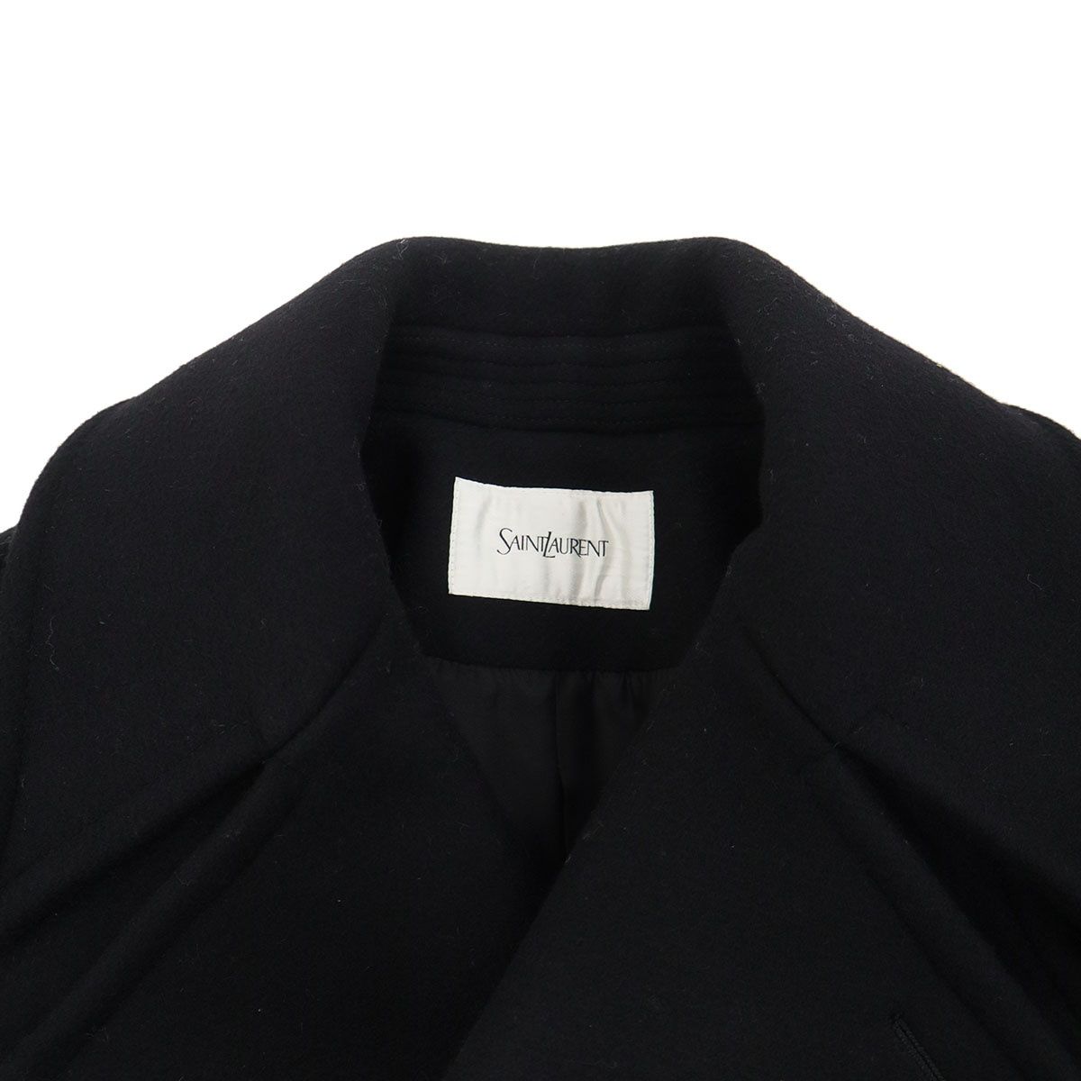 Saint Laurent Oversized Cropped Peacoat Black T1 Coat — view 4