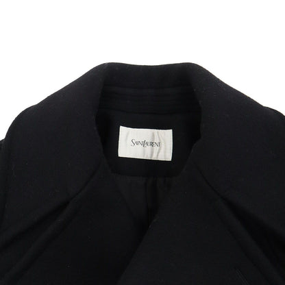 Saint Laurent Oversized Cropped Peacoat Black T1 Coat — view 4