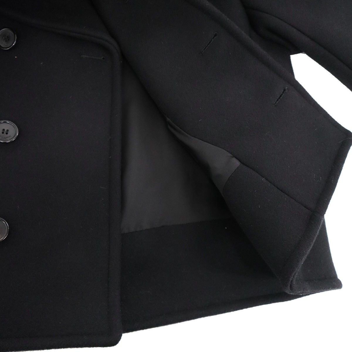 Saint Laurent Oversized Cropped Peacoat Black T1 Coat — view 6
