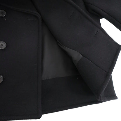 Saint Laurent Oversized Cropped Peacoat Black T1 Coat — view 6
