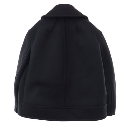 Saint Laurent Oversized Cropped Peacoat Black T1 Coat — view 2