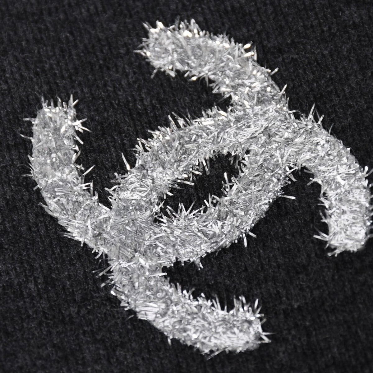Chanel Cashmere Knit Cardigan CC Logo Glitter Charcoal 38 — view 6