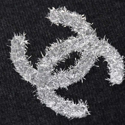 Chanel Cashmere Knit Cardigan CC Logo Glitter Charcoal 38 — view 6