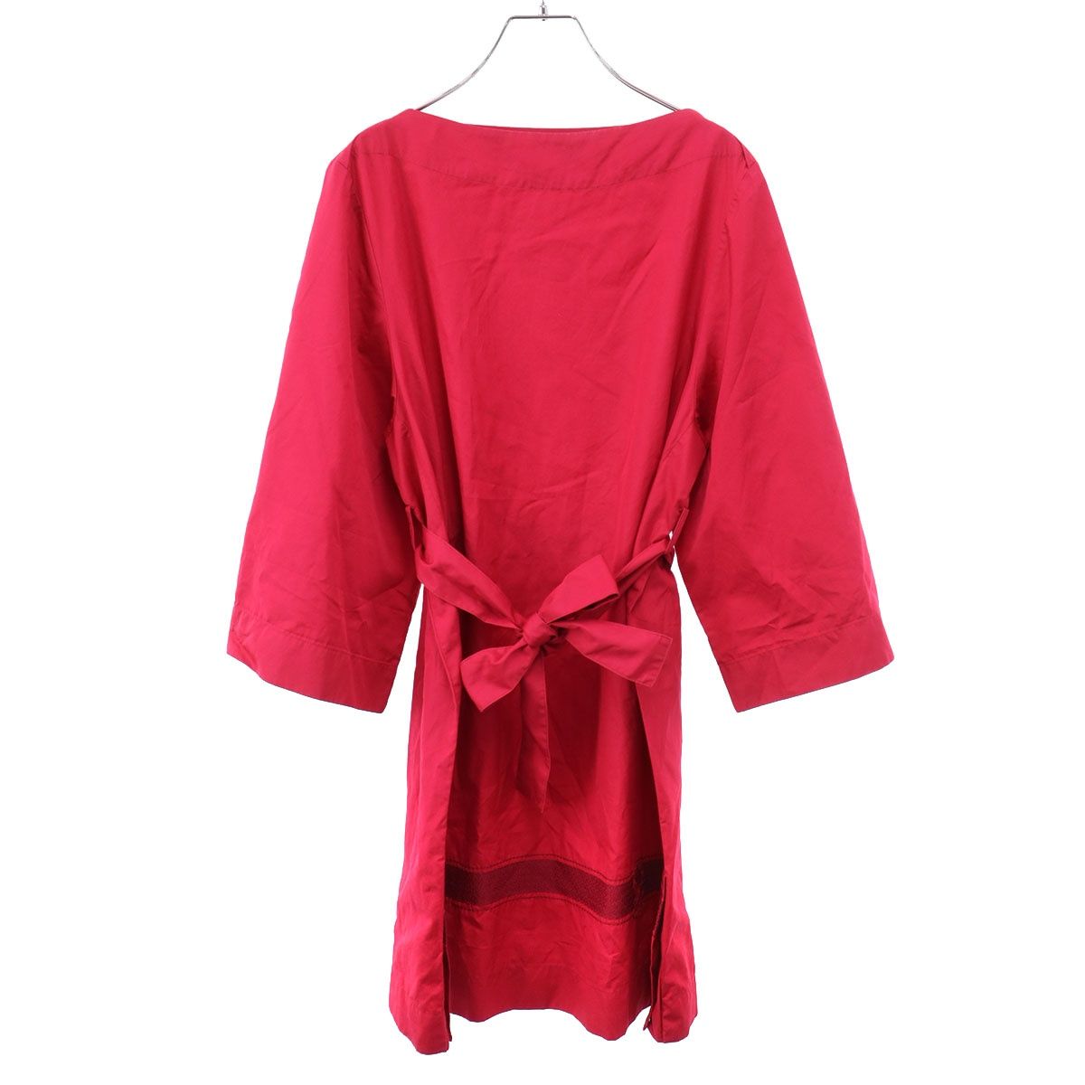 Hermes Belted Embroidered Dress Red 36