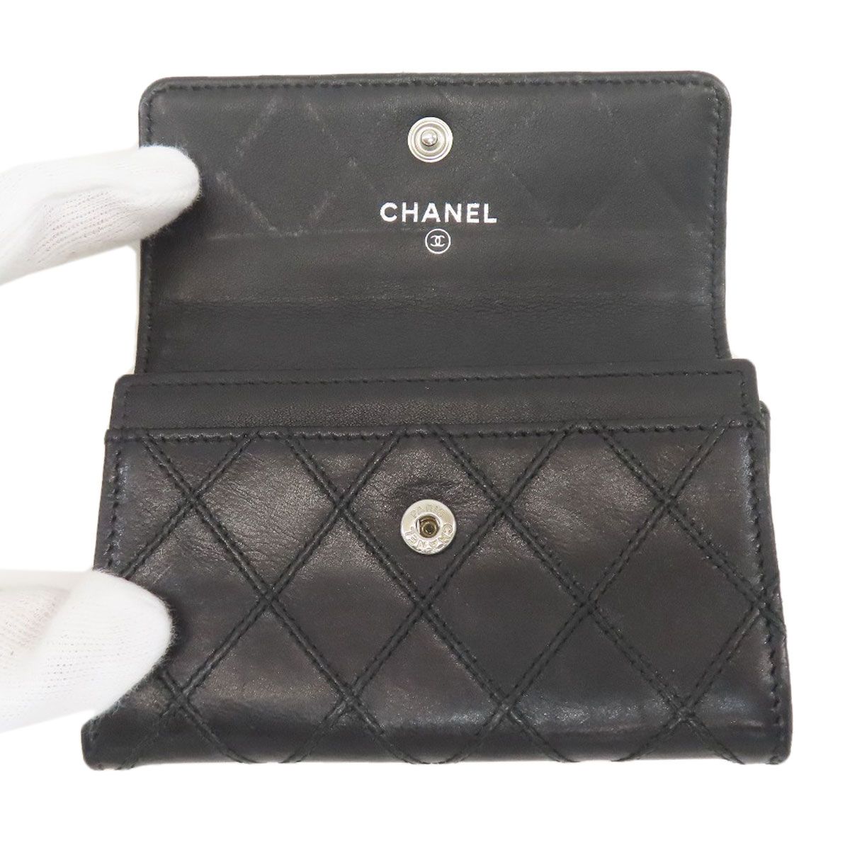 Chanel Quilted CC Logo Card Case Leather — view 4