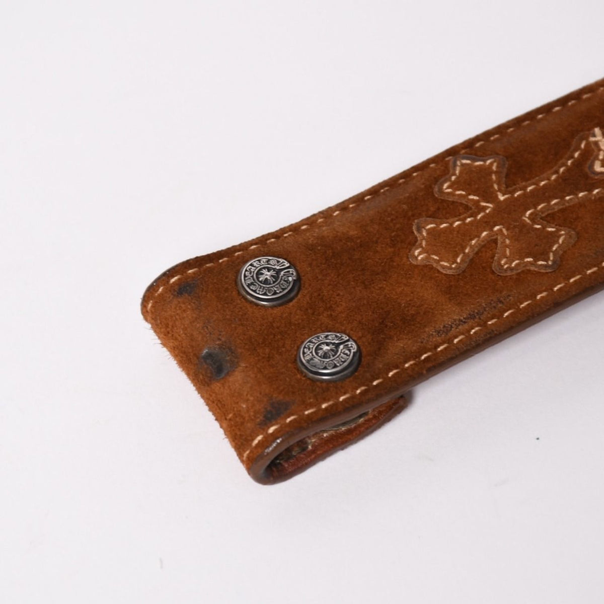 Chrome Hearts Belt Strap 34 Cemetery Cross Patch 925 Sterling Silver Leather — view 3