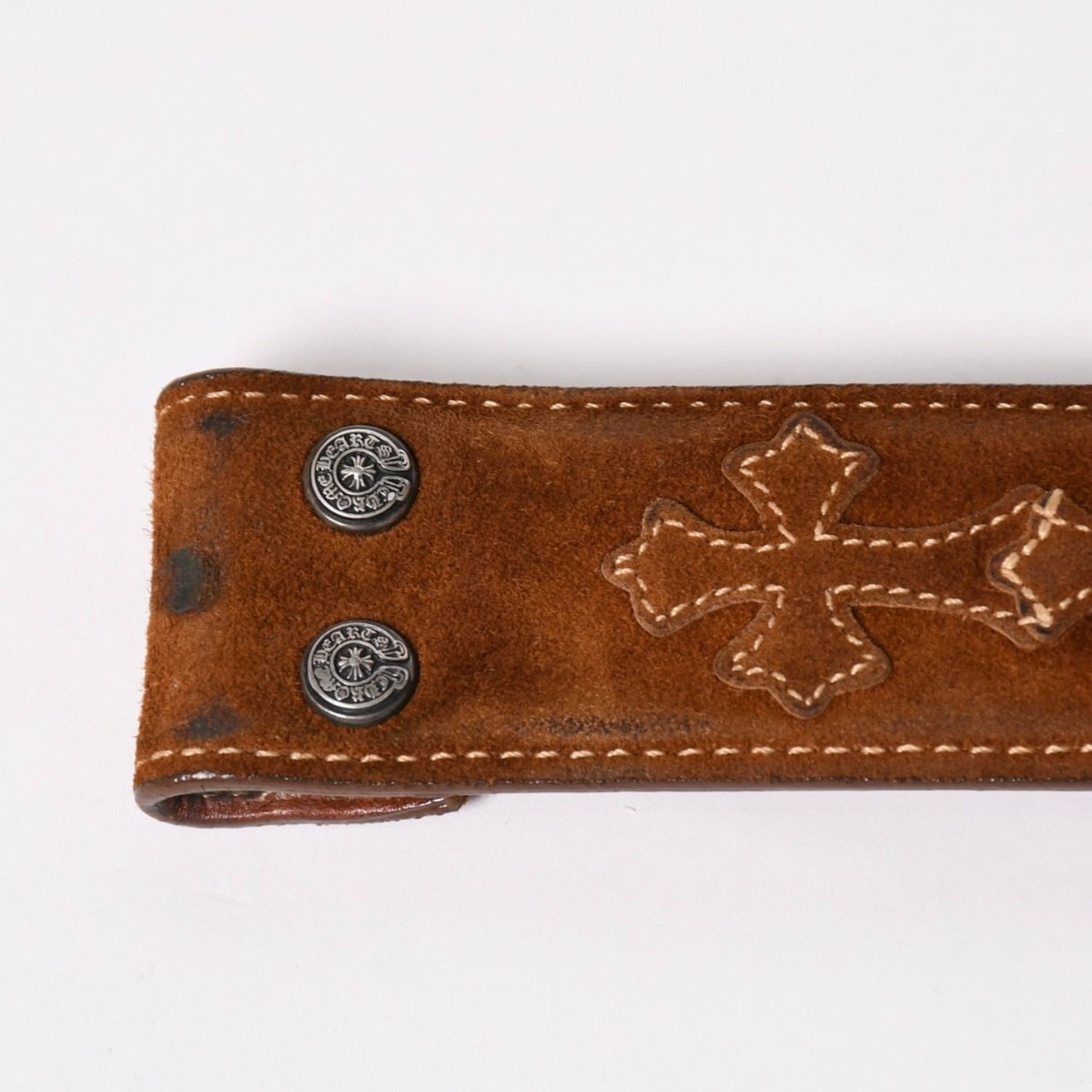 Chrome Hearts Belt Strap 34 Cemetery Cross Patch 925 Sterling Silver Leather — view 2