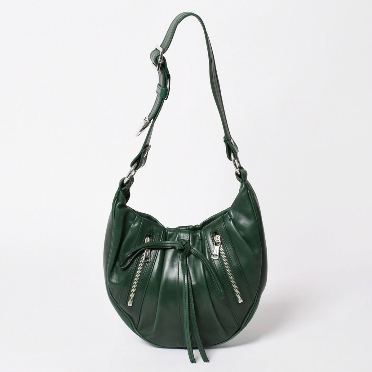 Saint Laurent Rive Gauche Leather Hobo Shoulder Bag Tom Ford Era Pleated Green