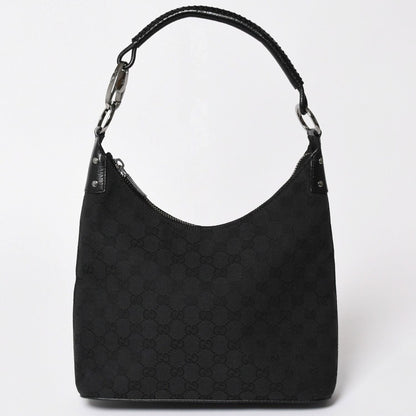 Gucci Guuci Bag GG Canvas Leather Black Silver