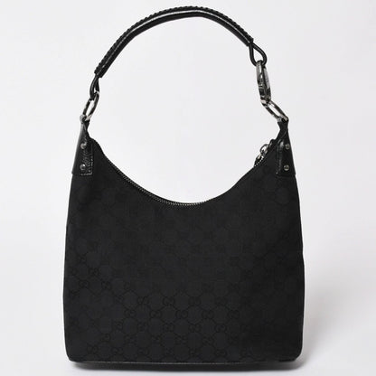 Gucci Guuci Bag GG Canvas Leather Black Silver — view 2