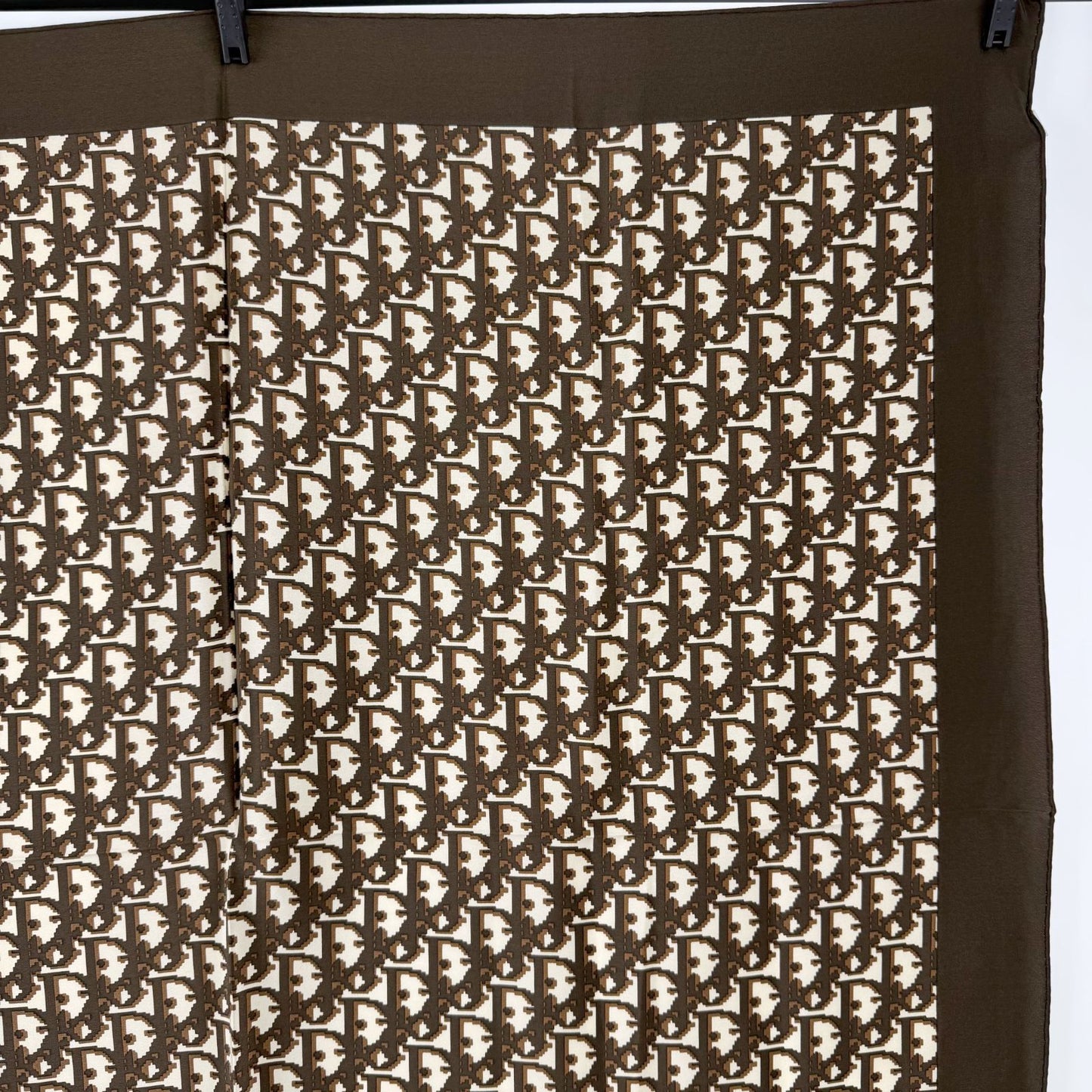 Dior Trotter Logo All Over Print Silk Scarf Brown White Vintage — view 4
