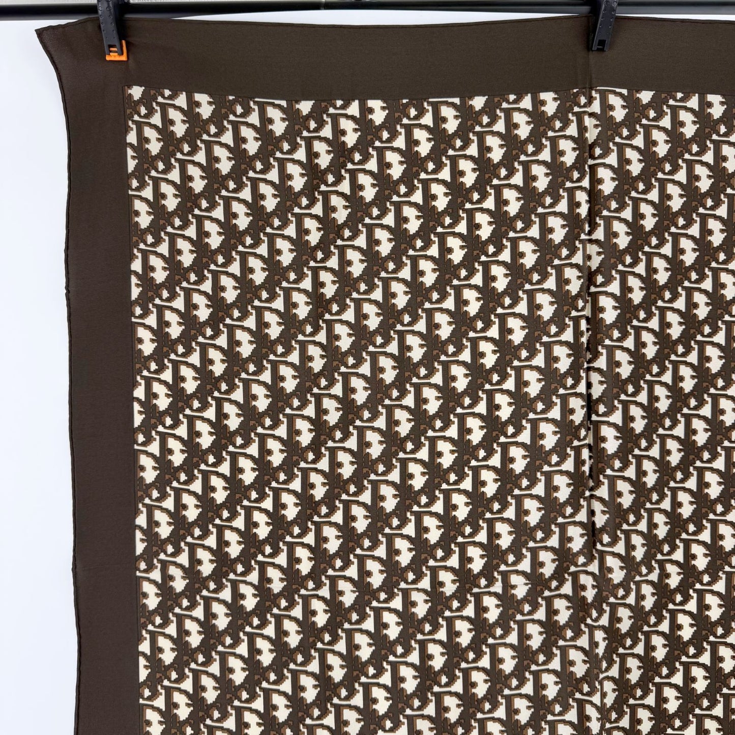 Dior Trotter Logo All Over Print Silk Scarf Brown White Vintage — view 3
