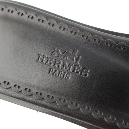 Hermes Leather Gael Chaine D'Ancre Flat Sandals Black — view 7