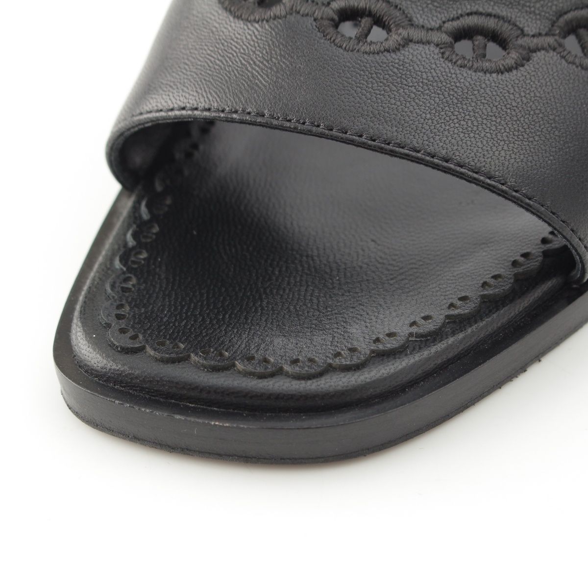 Hermes Leather Gael Chaine D'Ancre Flat Sandals Black — view 8