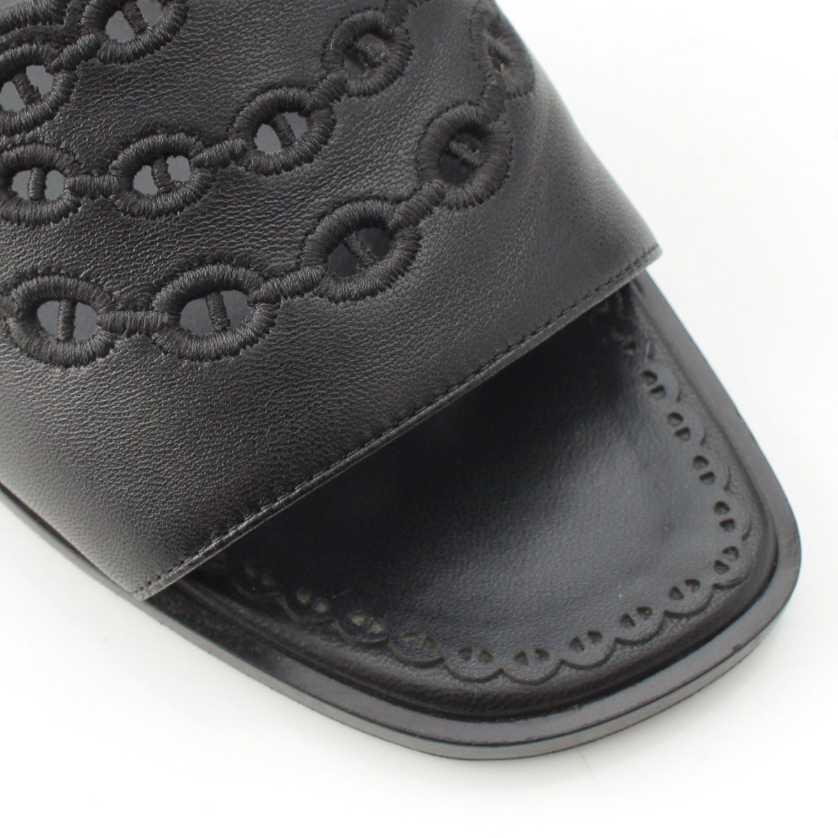 Hermes Leather Gael Chaine D'Ancre Flat Sandals Black — view 6