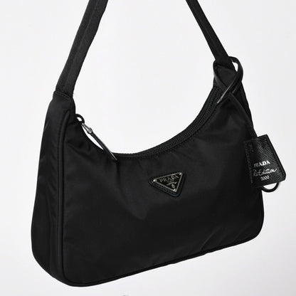 Prada Hobo Nylon Black Triangle Logo Silver — view 3