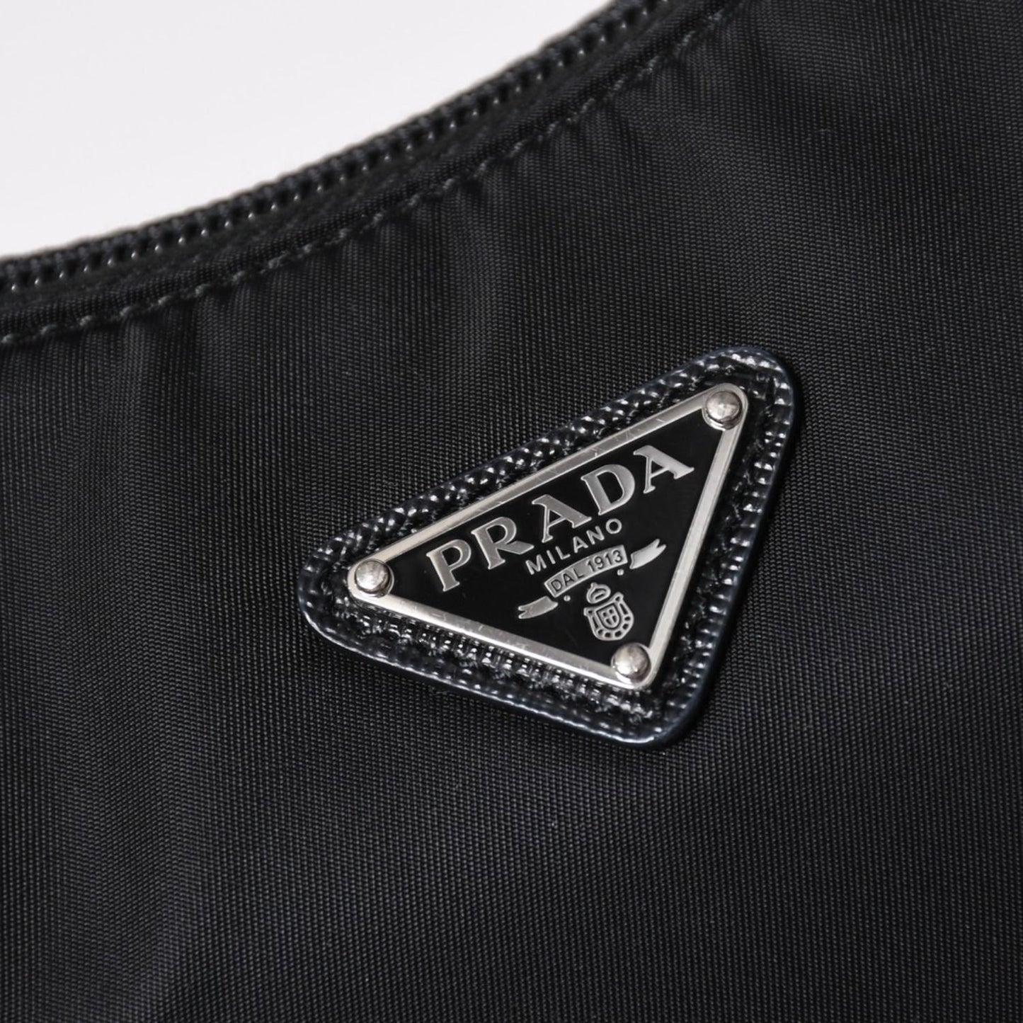 Prada Hobo Nylon Black Triangle Logo Silver — view 6