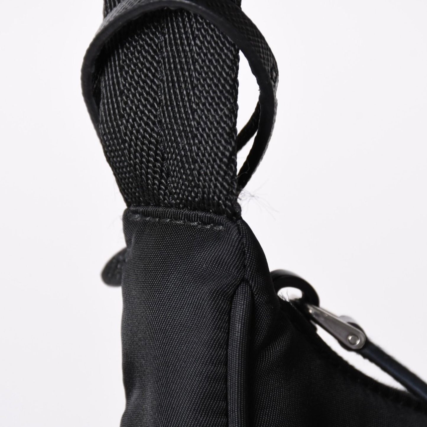 Prada Hobo Nylon Black Triangle Logo Silver — view 4