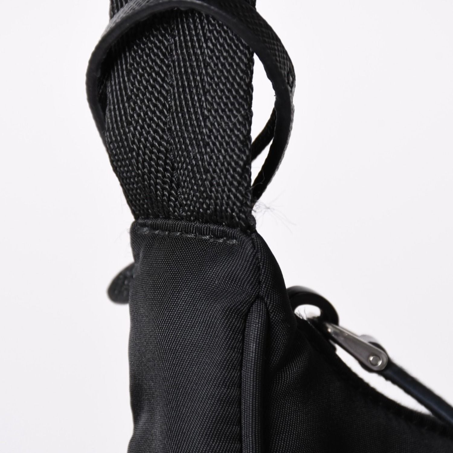 Prada Hobo Nylon Black Triangle Logo Silver — view 4