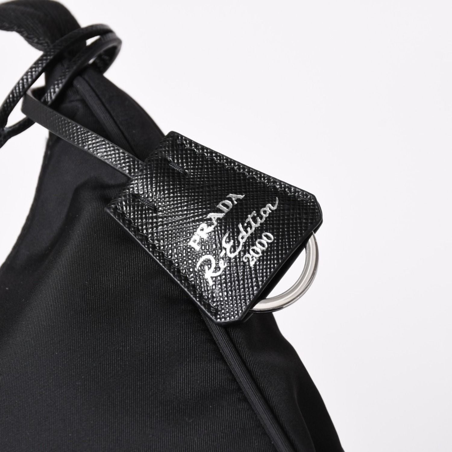 Prada Hobo Nylon Black Triangle Logo Silver — view 7