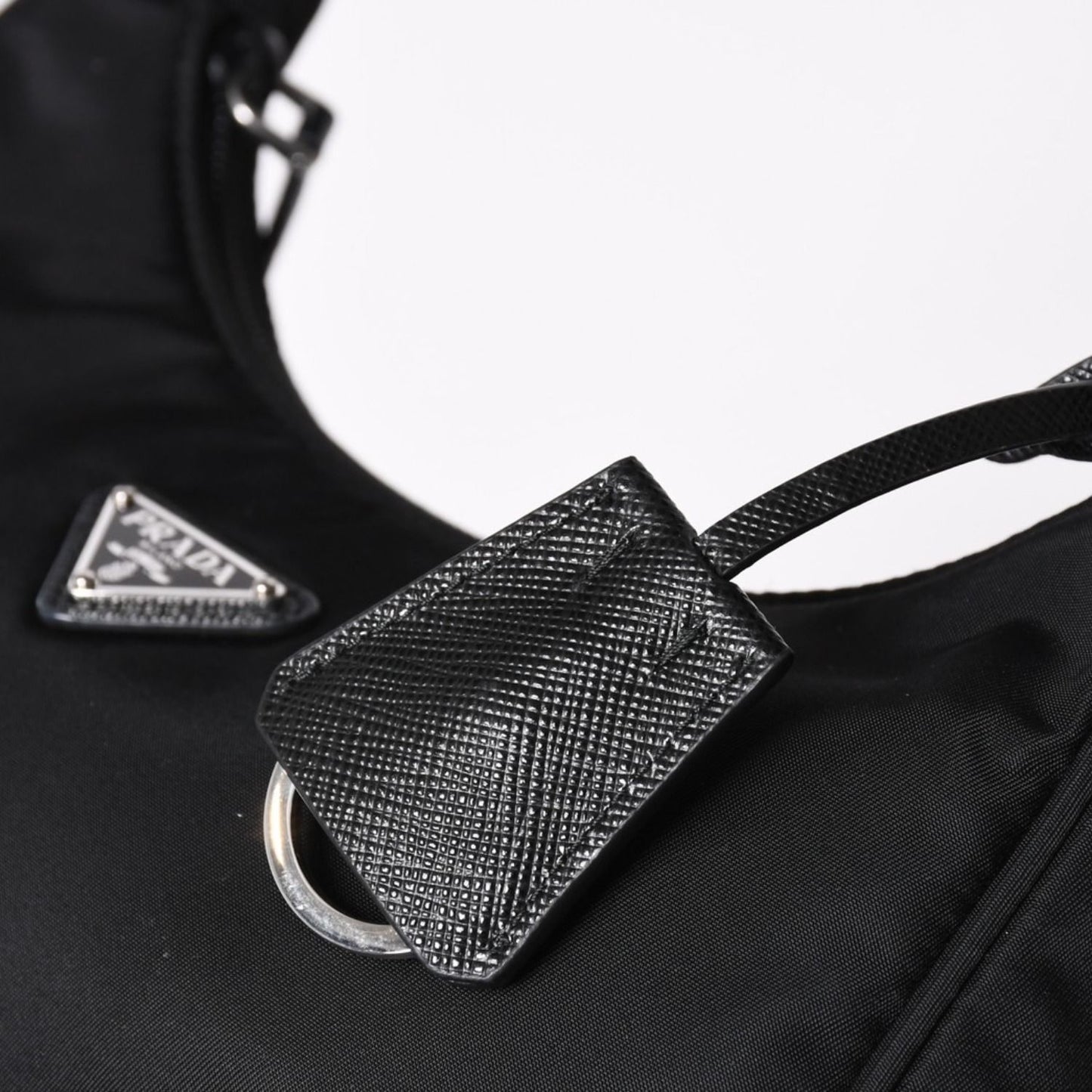 Prada Hobo Nylon Black Triangle Logo Silver — view 8
