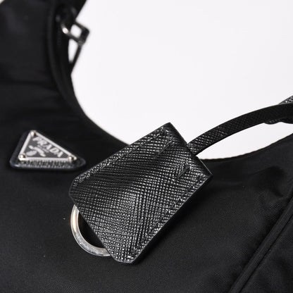 Prada Hobo Nylon Black Triangle Logo Silver — view 8