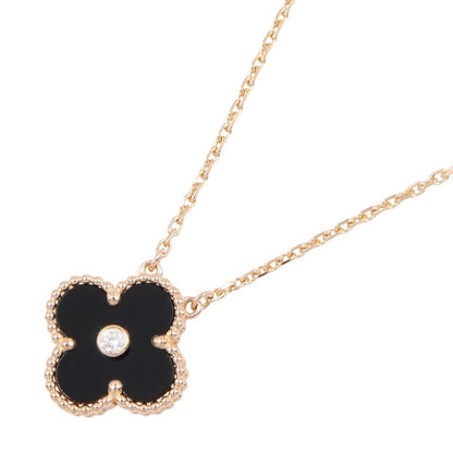 Van Cleef & Arpels Necklace Vintage Alhambra Onyx 37.5 42 18K Pink Gold