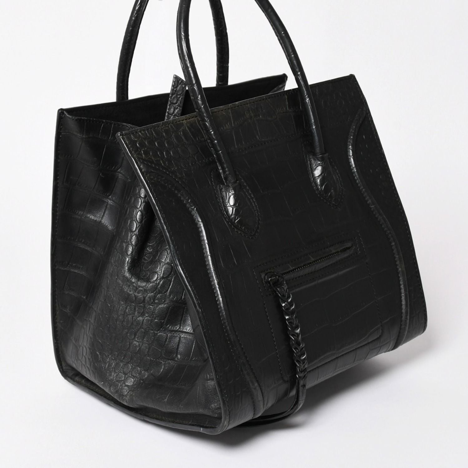Celine Phoebe Philo Era Square Luggage Phantom Leather Black Handbag — view 3